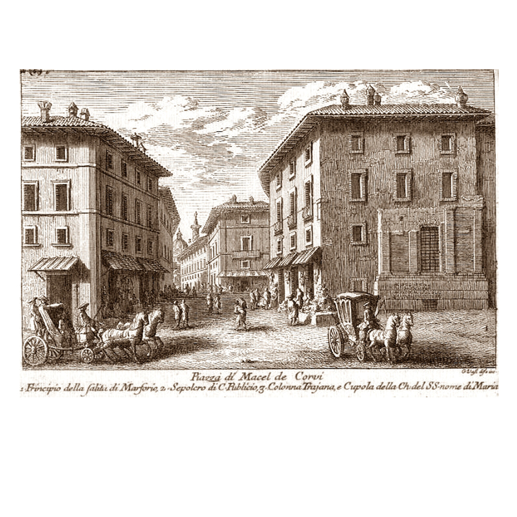 Piazza di Macel de' Corvi, 1725 - Engraving by Giuseppe Vasi